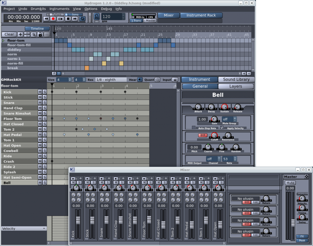 Hydrogen is is one of the Top 18 Free Music Making Software for Beginners